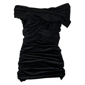 Alexander Wang Velvet Interwoven Off Shoulder Bodycon Mini Dress Black Size XS‎